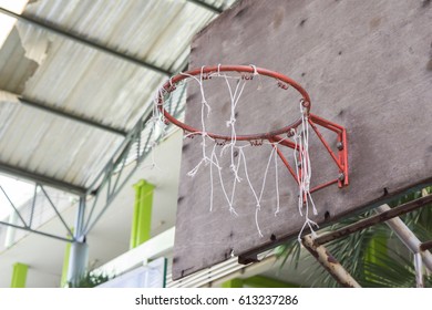 Basketball hoop in school.
