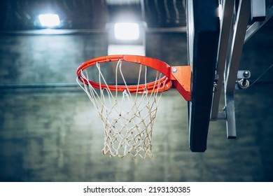 Basketball Hoop In A Vintage Sports Arena