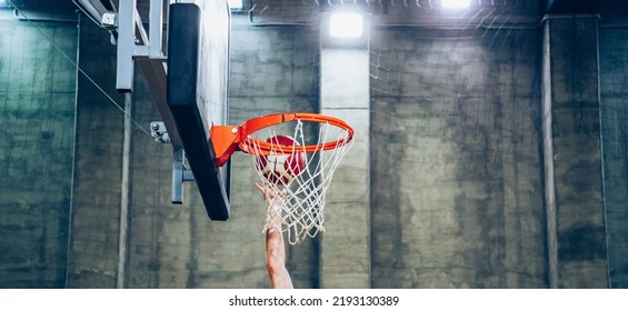 Basketball Hoop In A Vintage Sports Arena