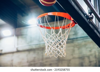 Basketball Hoop In A Vintage Sports Arena