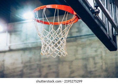 Basketball Hoop In A Vintage Sports Arena