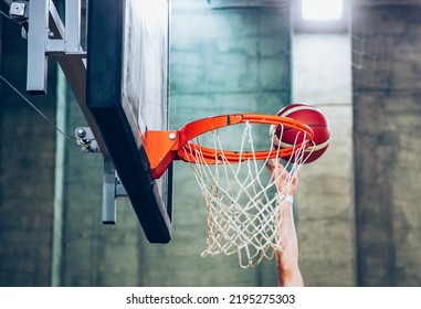 Basketball Hoop In A Vintage Sports Arena