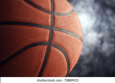 Basketball Isolated On The Blue Background.