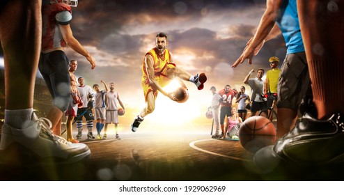 Basketball Multi Sports Grand Arena Collage Boxing Basketball Soccer Football Volleyball Tennis Fitness Cycling Baseball Ice Hockey