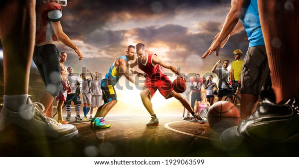Basketball multi sports grand arena collage boxing\
basketball soccer football volleyball tennis fitness cycling\
baseball ice hockey