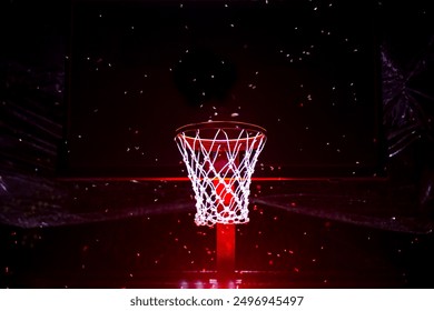 basketball net surrounded by moths at night. photo of basketball net noise at night - Powered by Shutterstock