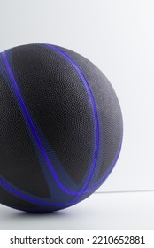 A Basketball On A White Background. Vertical Snapshot. Space For Text