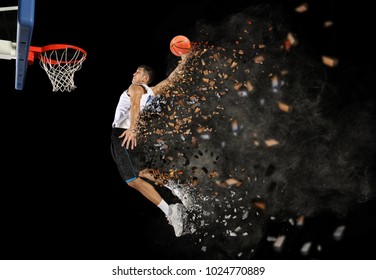 Basketball Player In Action In Gym