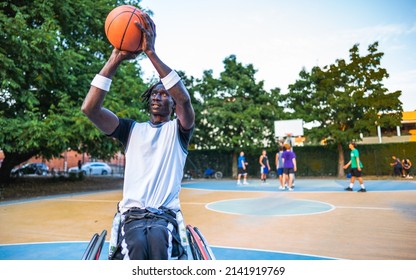 Basketball player having training in his wheelchair -  Determination and fortitude concept - Shutterstock ID 2141919769