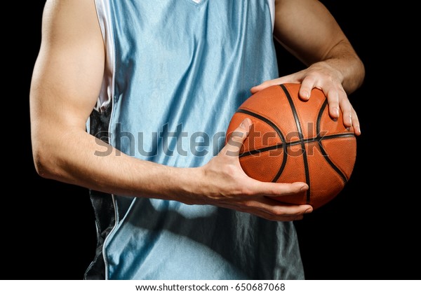 Basketball Player Holding Ball Closeup Shot Stock Photo Edit Now