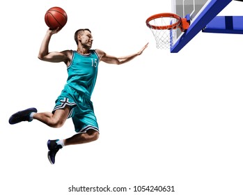 Basketball Player Making Slam Dunk Isolated