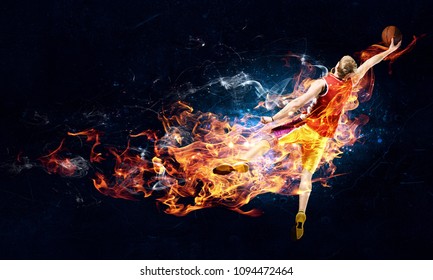 Basketball Player on Fire