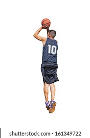 Basketball Player Shooting On White Background