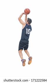 Basketball Player Shooting On White Background