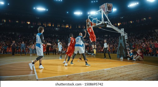Basketball players on big professional arena during the game. Tense moment of the game. Celebration - Shutterstock ID 1508695742