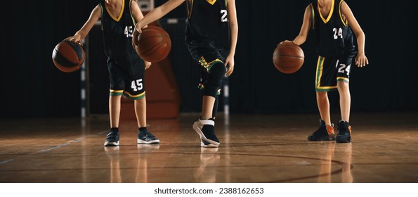 Basketball Training Unit For Youth Players. Youth Basketball Players in a Team on Training Drill. Young Boys on Basketball Bractice - Powered by Shutterstock