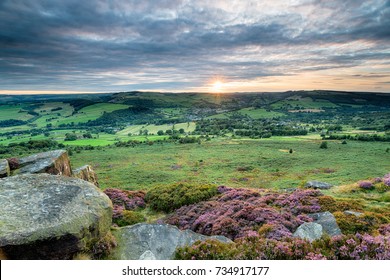 Baslow Edge In The Derbyshire Peak District, Looking Out To Curbar Village