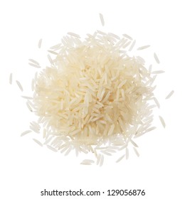 Basmati Rice On A Pile Isolated On White Background