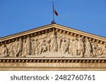 Bas-relief on the National Assembly building , aka Bourbon palace or chamber of deputies, elected representatives in the French parliament.
