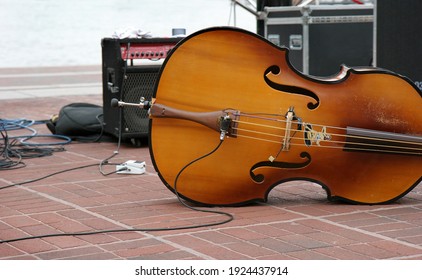 A Bass Fiddle On Its Side.