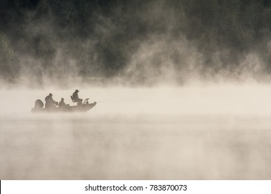 Bass Fishing On Foggy Lake