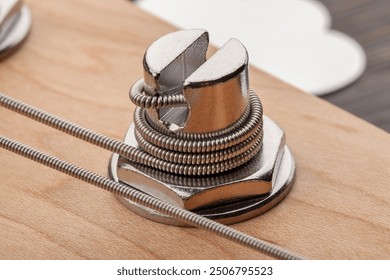 bass guitar headstock tuning post macro closeup - Powered by Shutterstock