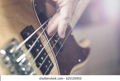 Bass Guitar Player Closeup