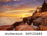 The Bass Harbor Head Lighthouse in Acadia National Park, Maine, USA. Photographed during a spectacular sunset.