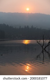 Bass Lake Sunset In California