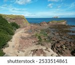 Bass Rock, a volcanic plug island in the North Sea off the coast of East Lothian, Scotland