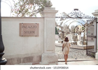 Bassano del Grappa, Italy - 
July 19, 2019: Entrance to the Palace Sturm