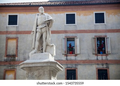 Bassano del Grappa, Italy - October 12, 2019: The statue of Jacopo da Ponte
