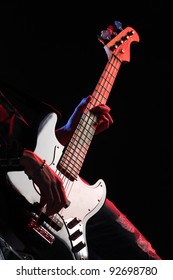 A Bassist Plays At A Live Concert