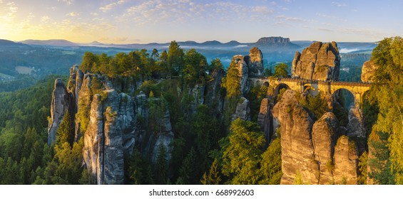 The Bastei bridge, Saxon Switzerland National Park, Germany - Powered by Shutterstock