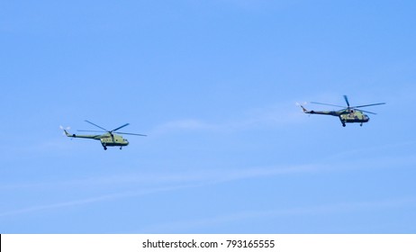 Batajnica Air Base, Belgrade 20 October 2017. Serbian Army Attack Helicopter Soko Aerospatiale SA 342 Gazelle In Flight During A Military Parade. Gazelle Was Used Durin Yugoslav And Kosovo War.