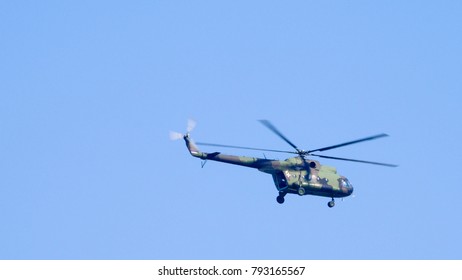 Batajnica Air Base, Belgrade 20 October 2017. Serbian Army Attack Helicopter Soko Aerospatiale SA 342 Gazelle In Flight During A Military Parade. Gazelle Was Used Durin Yugoslav And Kosovo War.