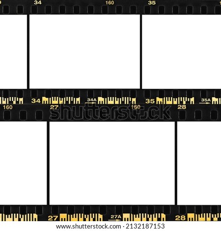 Batch of empty 35 mm frames or border with white background