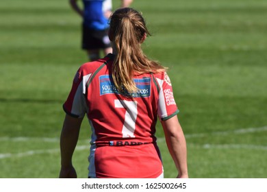 BATH, ENGLAND, UNITED KINGDOM - Apr 25, 2017: Bath Rugby Ladies And Plymouth Ladies, Recreation Ground, Bath. 25 April 2017.  Bath Rugby Ladies Won The Match And League With  A 13-10 Victory.