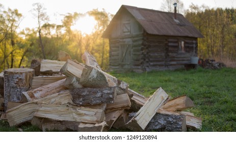 bath with logs