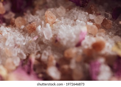 Bath Salt Epsom Salt And Pink Himalayan Salt With Dried Rose Petals