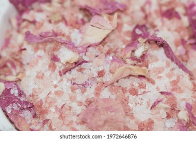 Bath Salt Epsom Salt And Pink Himalayan Salt With Dried Rose Petals