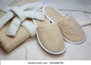 Bath Slippers And Bathrobe