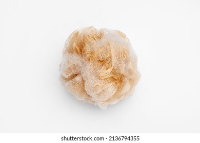 Bath Soapy Sponge With Foam Isolated On White Background