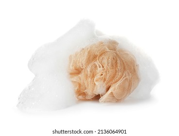 Bath Soapy Sponge On White Background