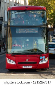 Bath, Somerset - October 24th 2018: Front Of Sightseeing Tour Bus In Bath City Centre 