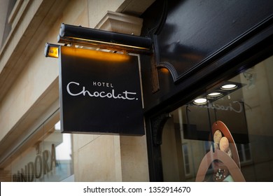 Bath, Somerset, UK, 22nd February 2019, Shop Sign For Hotel Chocolat