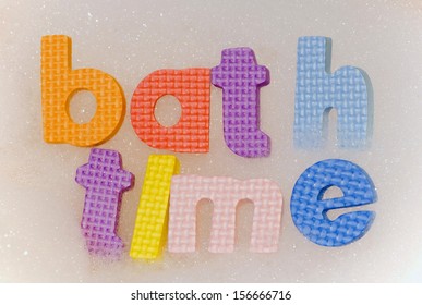 Bath time foam letters in bubbles