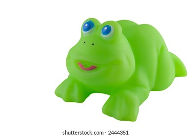 Bath Toy Bright Green Rubber Frog Stock Photo 2444351 