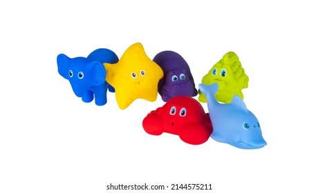 Bath Toys Isolated On White Background. Toys In The Form Of Animals On A White Background