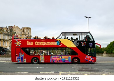 Bath, UK - 8th Sep 2020: Site Seeing Bus Of Bath, Somerset, UK